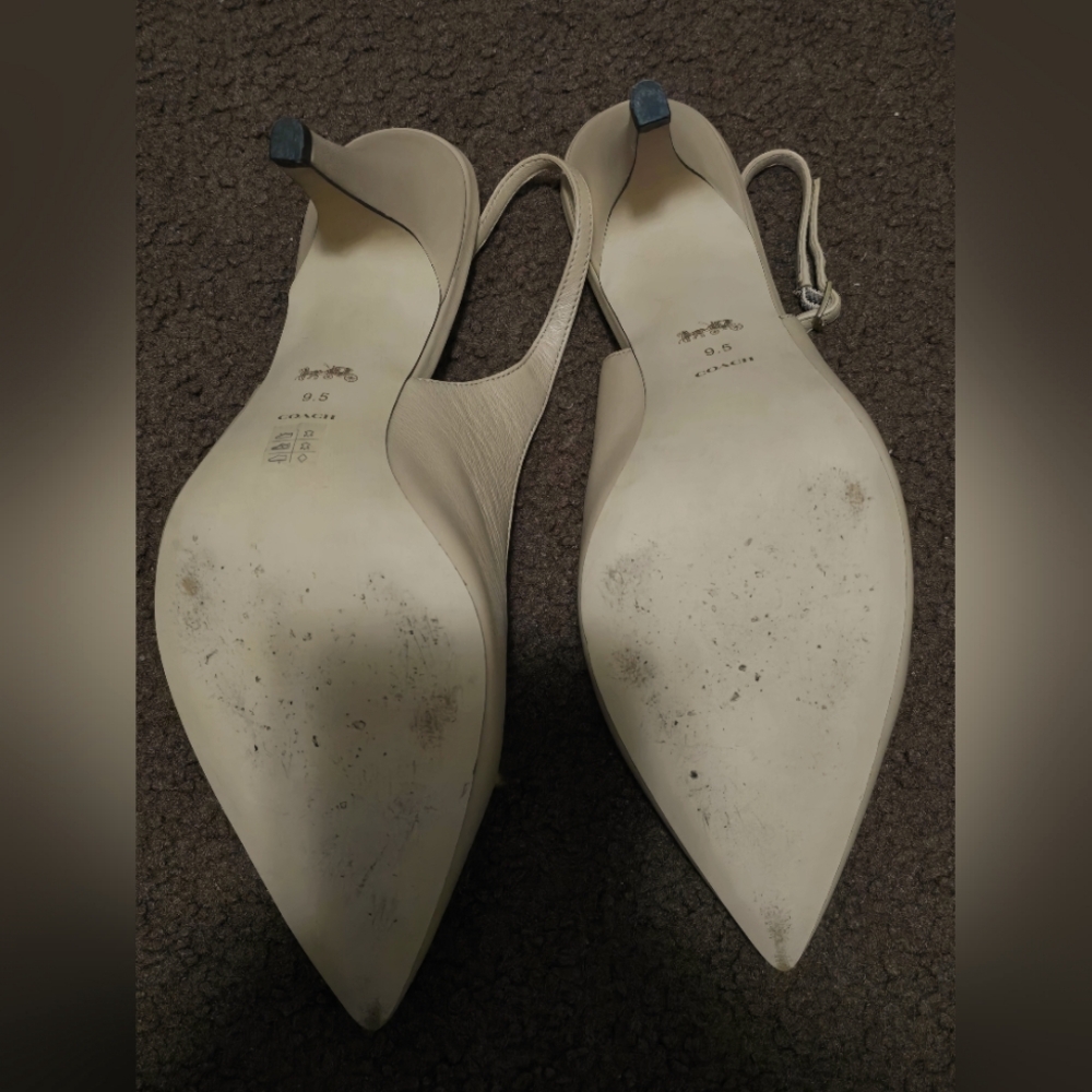 Used Coach Sadie leather slingback pump size 9.5 color: beechwood - Picture 6 of 7
